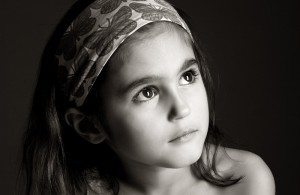 a black and white studio portrait of a girl - studio photo shoot