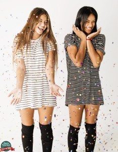two girls in star confetti, shot by Harris Federman