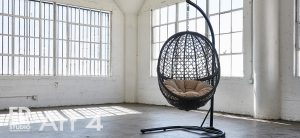 egg hanging chair in natural light studio