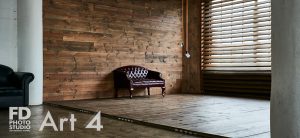 red furniture set in a natural light studio