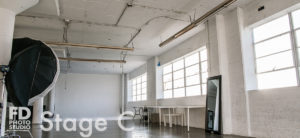 Rent Photo Studio with cyc wall, grass wall and white wood floor