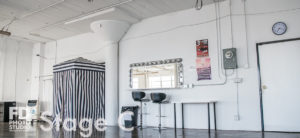 Rent Photo Studio with cyc wall, grass wall and white wood floor