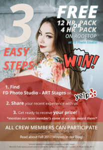 win 12 hour package for photo studio rental