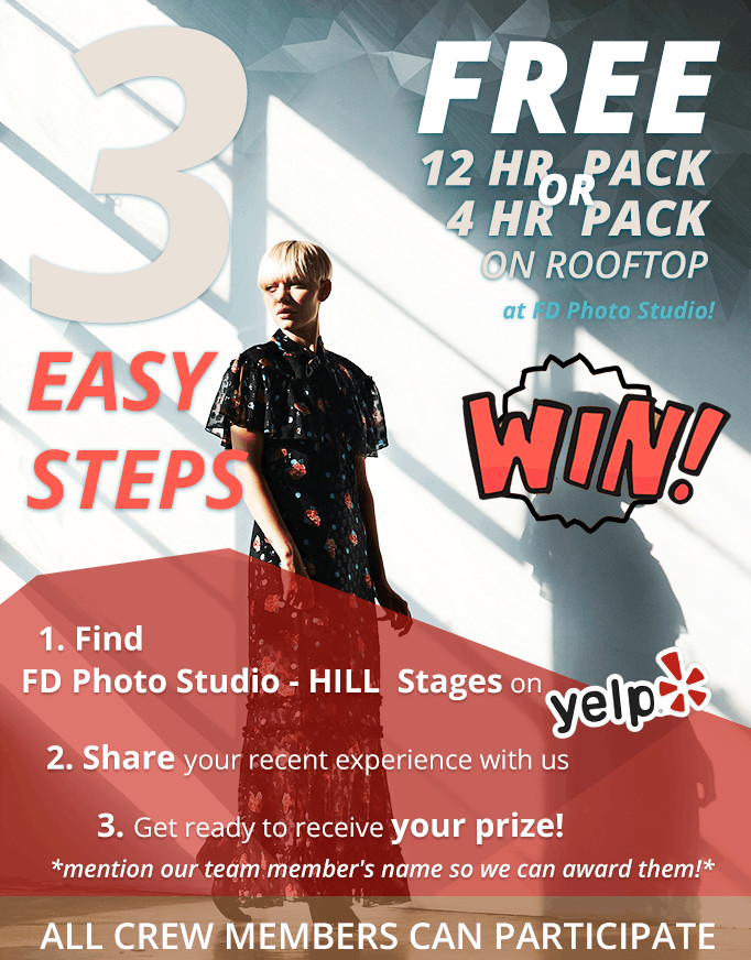 win 12 hour package for photo studio rental