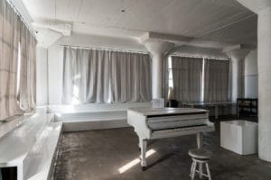 Art 1 with grey curtains