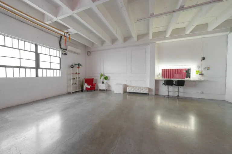 Hill 5 - daylight photo studio with pink and white walls with piano in Los Angeles
