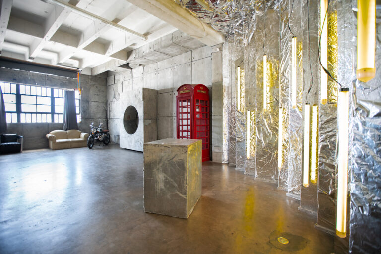 Hill 8 - concrete wall, bike, neon wall photo studio in LA