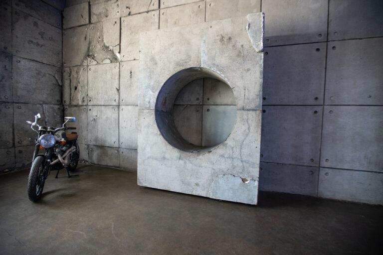 Hill 8 - concrete wall, bike, neon wall photo studio in LA