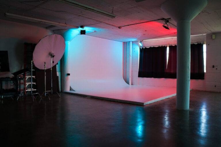 Daylight photo studio for rent in Los Angeles with a white cyc wall and RGB lights_Studio C_03