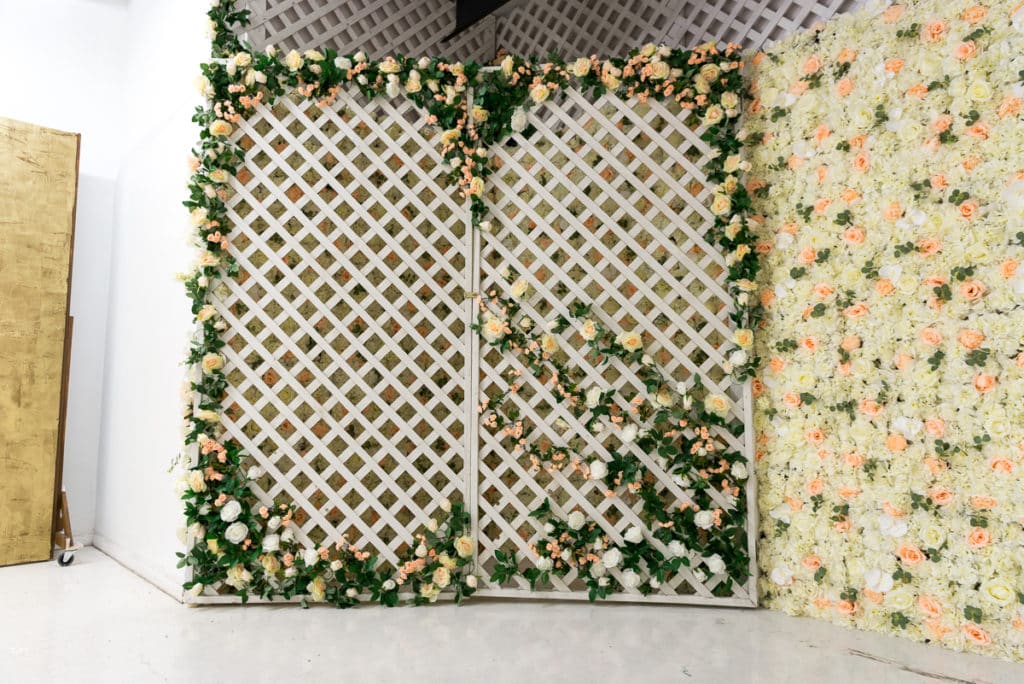 Lattice Rose wall set available for photo and video rental in Los Angeles