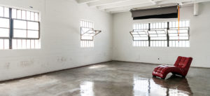 photo studio with high gloss concrete floors available for rental in Los Angeles