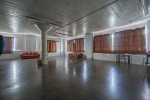 Stage with bookshelf available for photo & video rental in Los Angeles