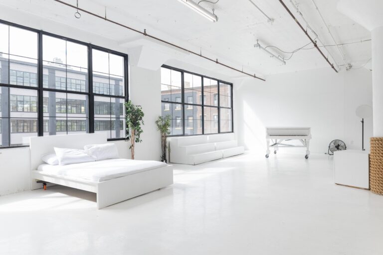 LIC 1 - photo studio with cyc wall, west-facing windows, lots of natural light, and white floors in NY