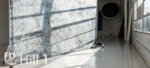 Natural light photo studio with high-gloss white floors available for rental in Los Angeles