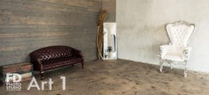 natural light photo studio with white staircase