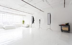White photo studio for rent