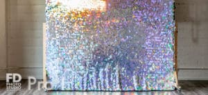 Hologram Sequin rolling 8'x8' backdrop available with photo and video studio rental in Los Angeles