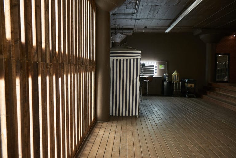 Wood and light stage available for photo and video rental in Los Angeles