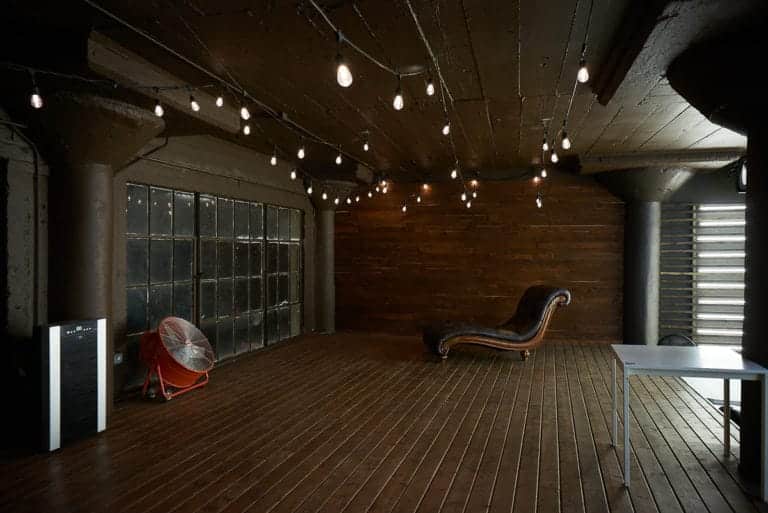 Wood and light stage available for photo and video rental in Los Angeles