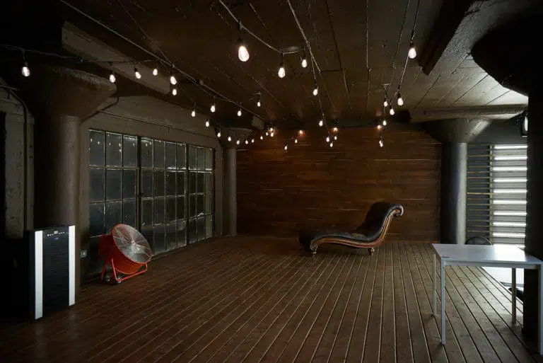 Wood and light stage available for photo and video rental in Los Angeles