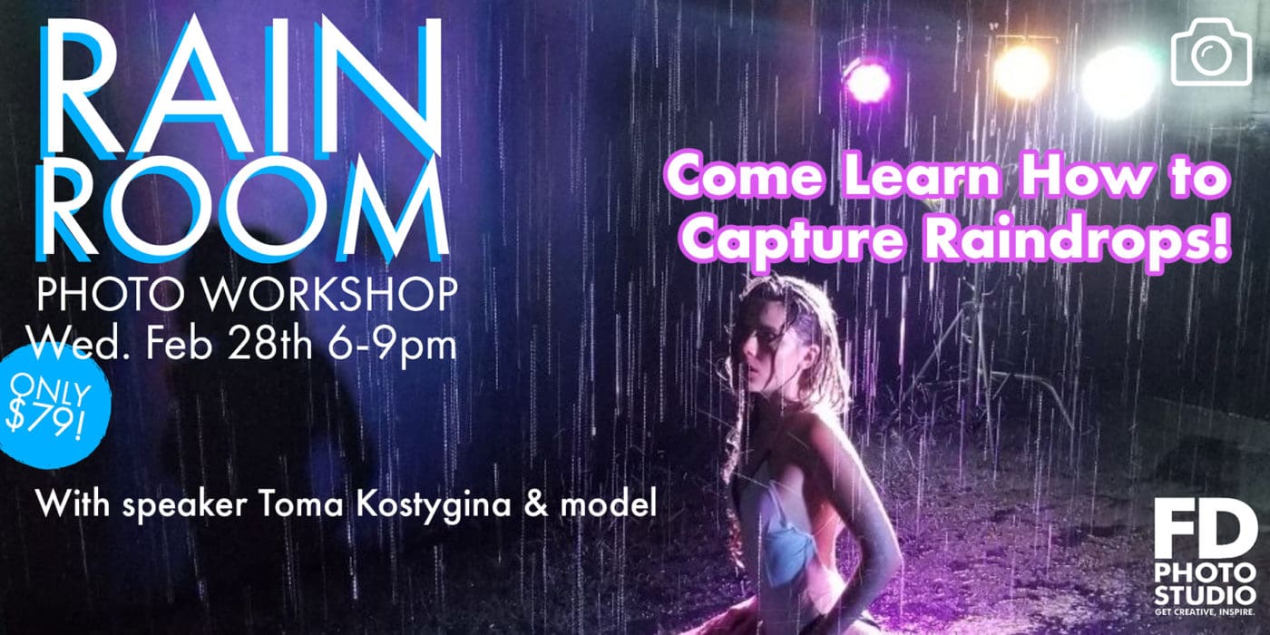 The Rain Room Workshop: Come Learn how to Light and Capture Raindrops Feb 28 | FD Photo Studio