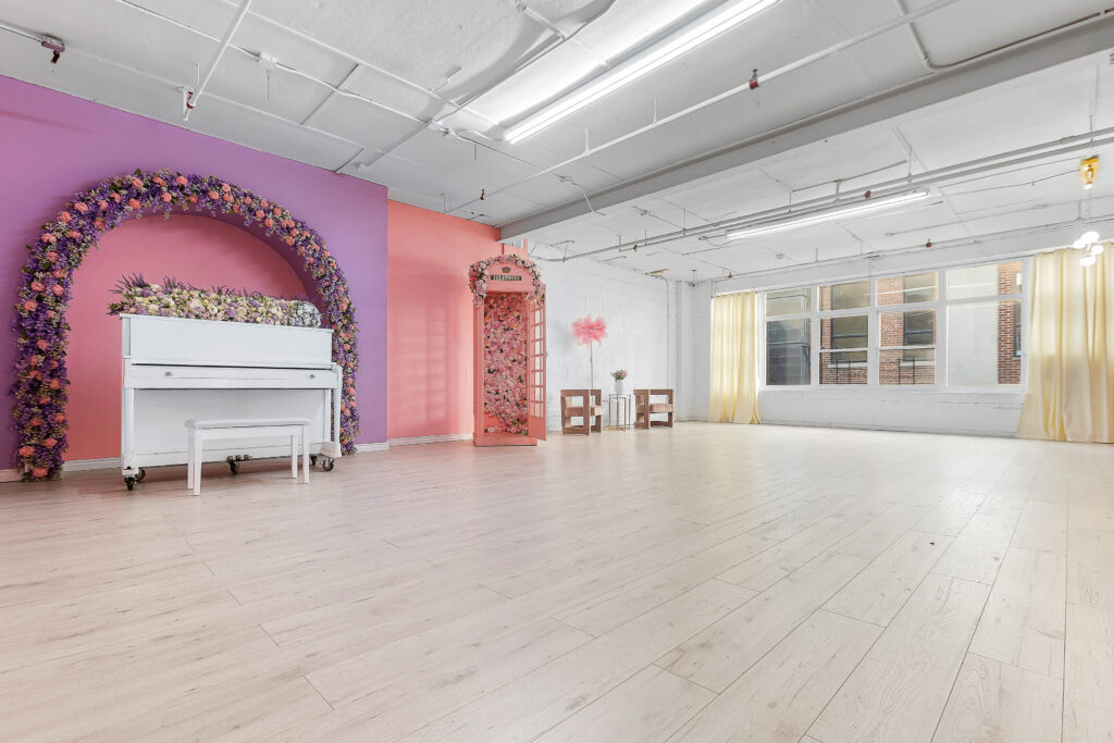 Astoria 3 &acirc; Rental Photo Studio with Hardwood Floors, Big North-Facing Window, and a Pink Photo Booth - FD Photo Studio