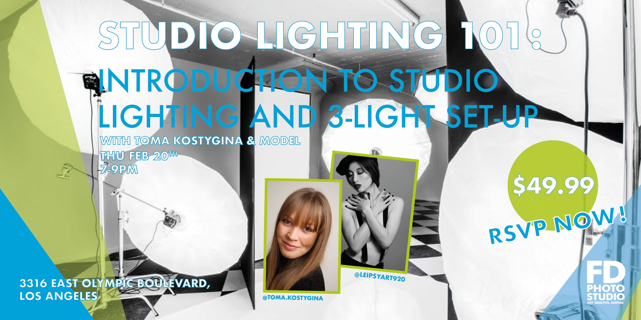 Studio Lighting 101: Introduction to Studio Lighting and 3-Light Set Up Feb 20 | FD Photo Studio