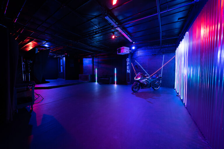 Astoria 7_Blackout photo studio for rent with bathtub bike and RGB lights_3 copy