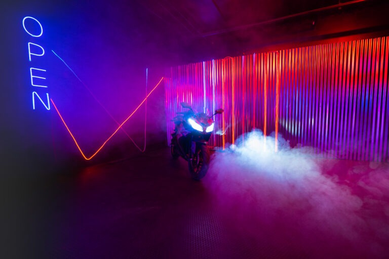 Astoria 7 – Blackout Photo Studio for Rent with Bike, Bathtub, and RGB Lights - FD Photo Studio