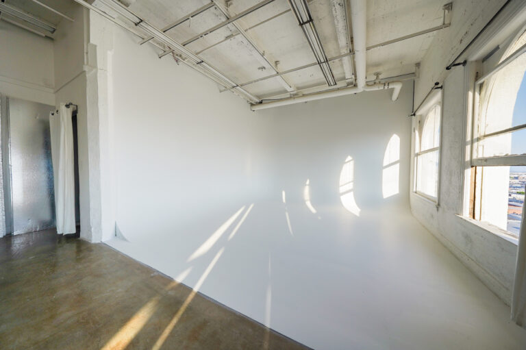 Daylight photo studio for rent in Los Angeles with white cyclorama (cyc wall) and natural light