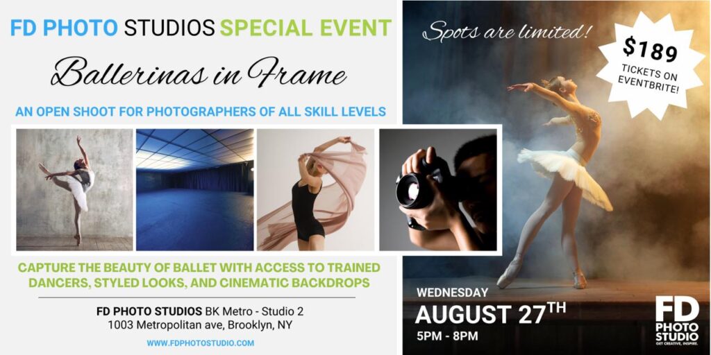 Photography event with ballerinas in Brooklyn NY