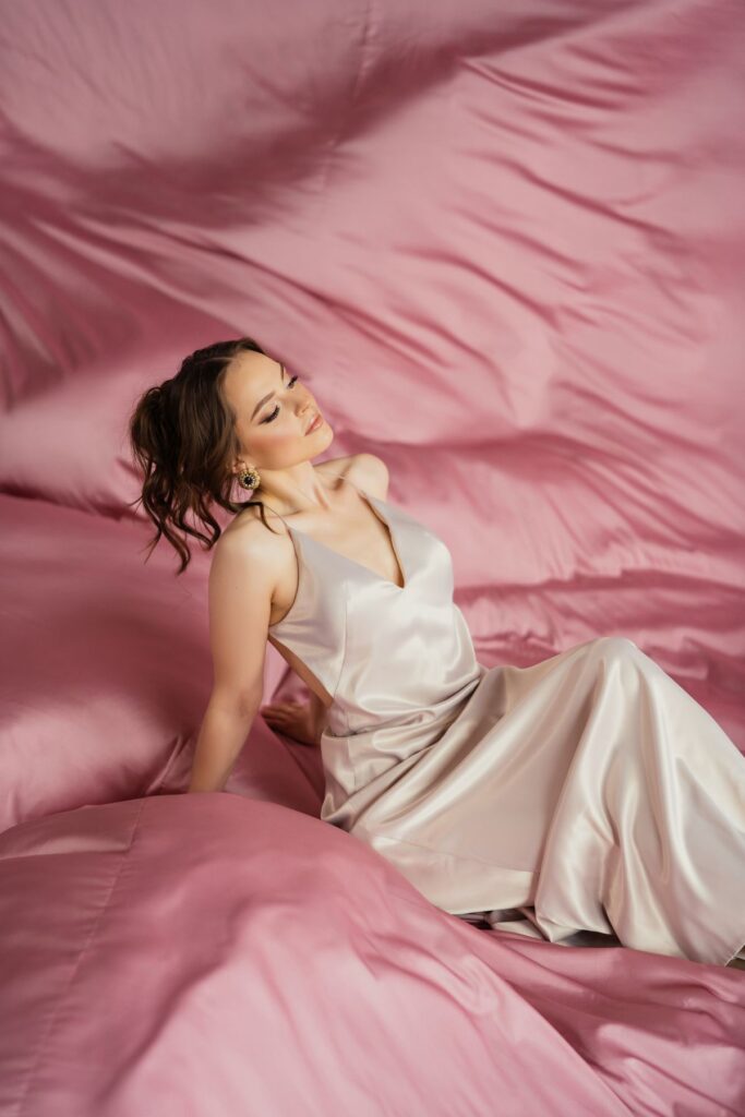shoot with pink fabric backdrop